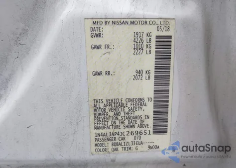 2018 Nissan Altima 2.5 Sv from USA, damaged, VIN 1N4AL3AP4JC269651